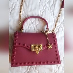 Shopeleni Studded Jelly Handbag with Removable Crossbody Strap
